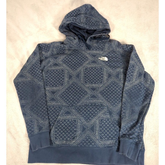 The North Face Hoodie Women Large Blue Bandana Tribal Aztec Geometric Sweatshirt - Picture 1 of 10